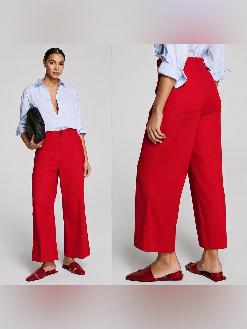 SPANX crop patch pocket high rise wide leg pants 2.0 SPANX red XS nwt